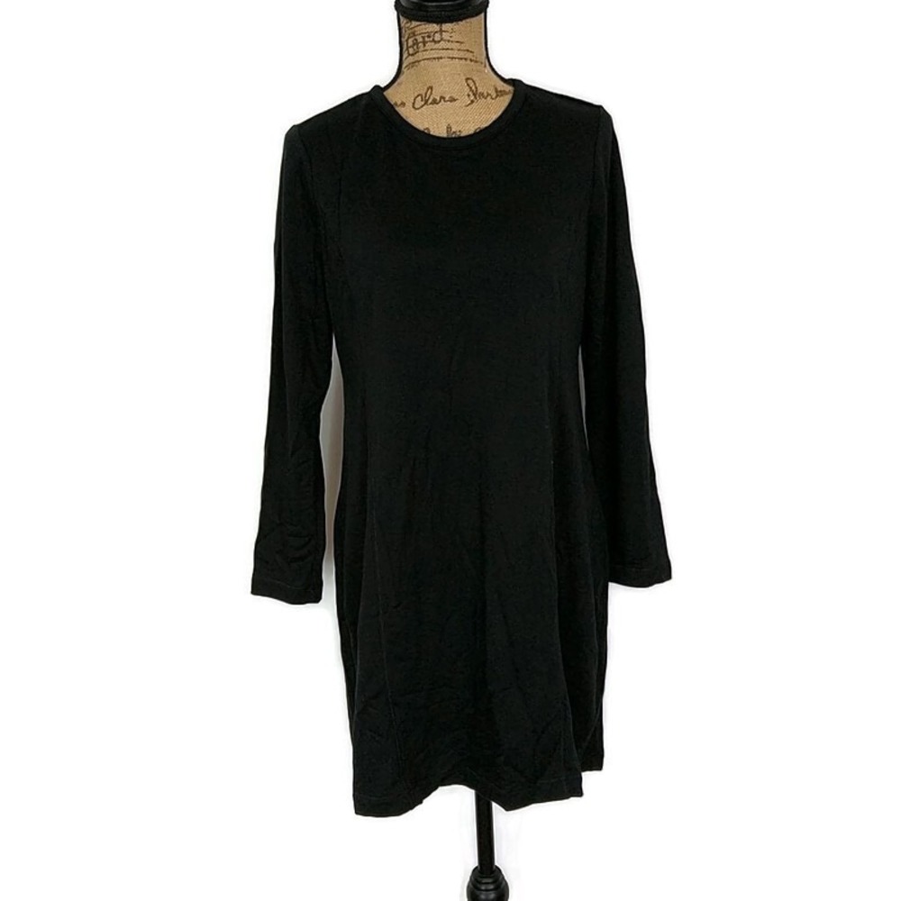 J Jill Fit Dress Black Long Sleeve Crisscross Back sz M‎ Petite